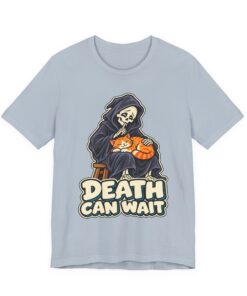 DEATH CAN WAIT Cat & Grim Reaper Graphic T-Shirt - Image 14