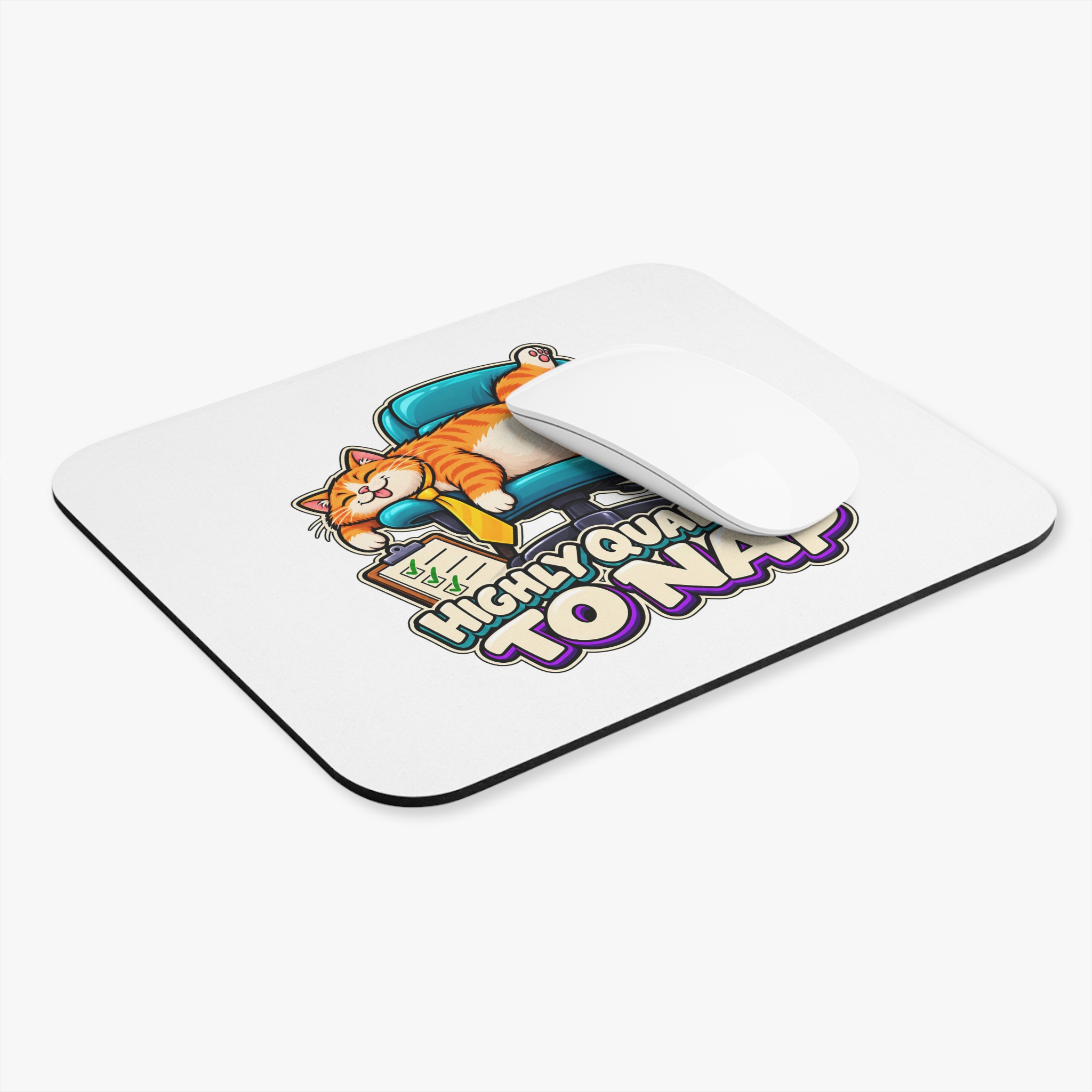 Orange Tabby Cat Mouse Pad | Highly Qualified to Nap - Image 3