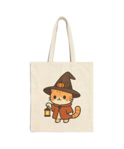 Willow the Harvest Witch Cotton Canvas Tote Bag | Harvest Witch Cat Tote - Image 8