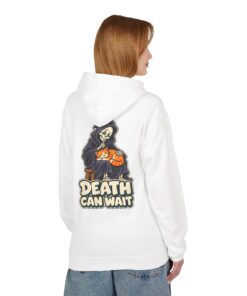 DEATH CAN WAIT Cat & Grim Reaper Graphic Hoodie - Image 9