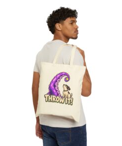 THROW IT! Dog & Tentacle Graphic Tote Bag - Image 3