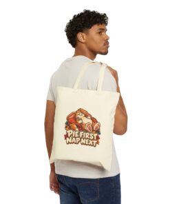 Pecan Snoozeworth Cotton Canvas Tote | Pie First Nap Next - Image 3