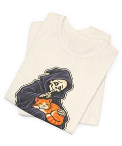 DEATH CAN WAIT Cat & Grim Reaper Graphic T-Shirt - Image 12