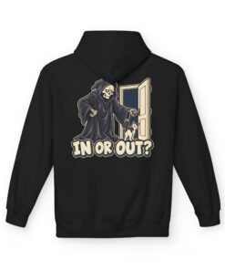 IN OR OUT? Cat & Grim Reaper Graphic Hoodie - Image 11