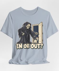 IN OR OUT? Cat & Grim Reaper Graphic T-Shirt - Image 17