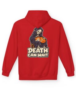 DEATH CAN WAIT Cat & Grim Reaper Graphic Hoodie - Image 23
