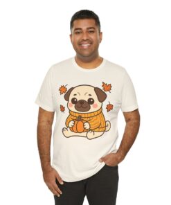 Pumpkin Patch Pug Unisex Heavy Cotton T-Shirt | Pug Tee - Image 16