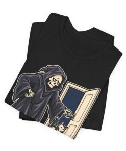IN OR OUT? Cat & Grim Reaper Graphic T-Shirt - Image 8
