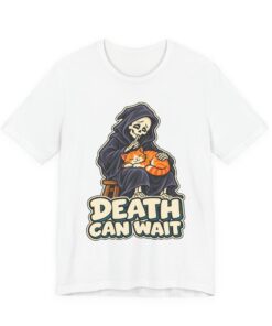 Alternative view of DEATH CAN WAIT Cat & Grim Reaper Graphic T-Shirt