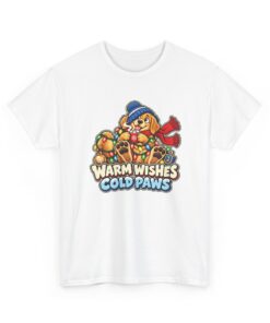Alternative view of Holiday Golden Retriever T-Shirt | Warm Wishes Cold Paws