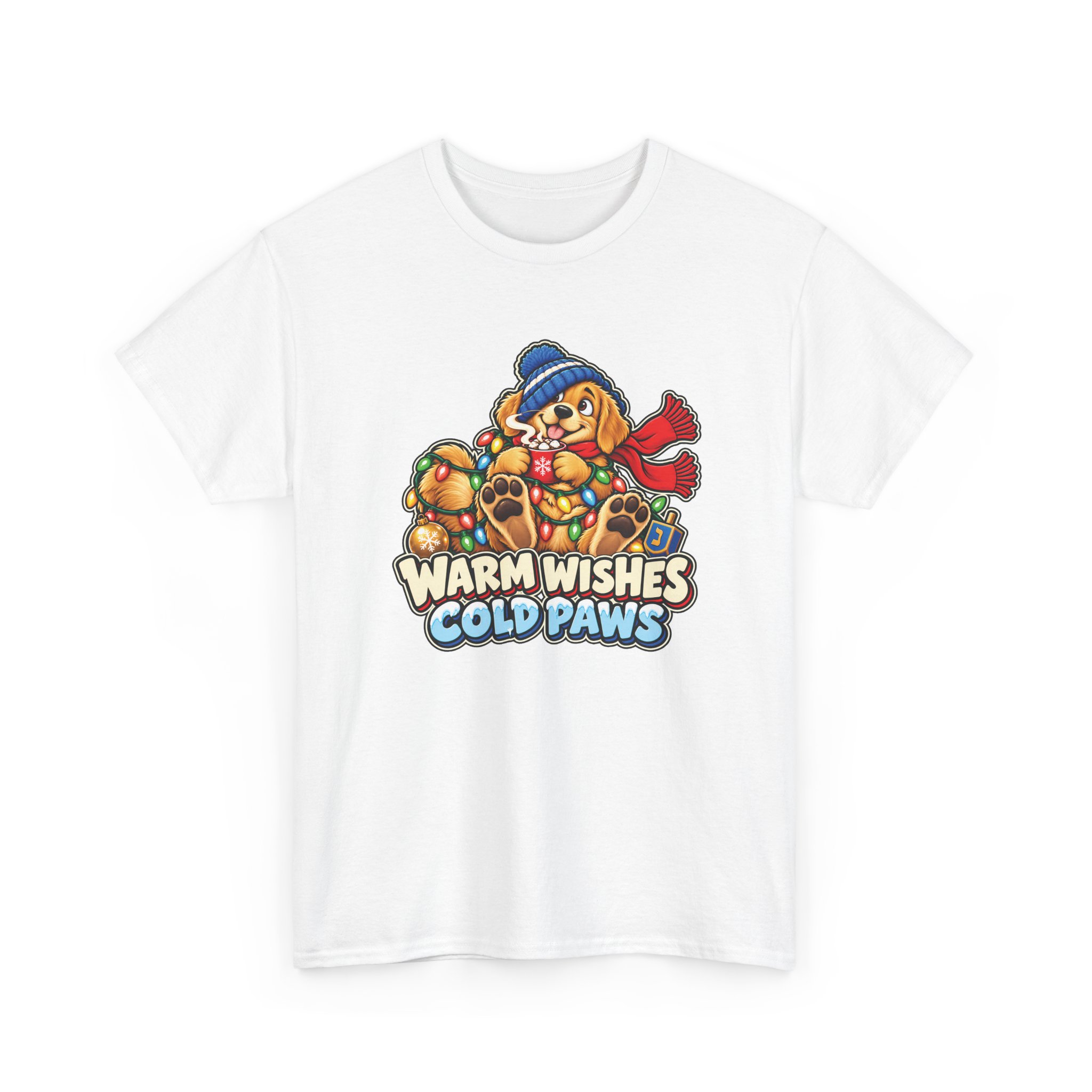 Holiday Golden Retriever T-Shirt | Warm Wishes Cold Paws - Image 2