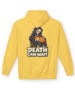 Alternative view of DEATH CAN WAIT Cat & Grim Reaper Graphic Hoodie