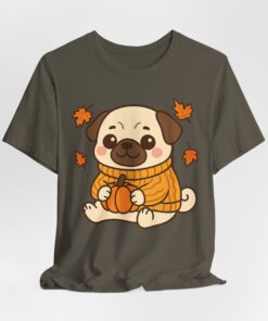 Pumpkin Patch Pug Unisex Heavy Cotton T-Shirt | Pug Tee - Image 24