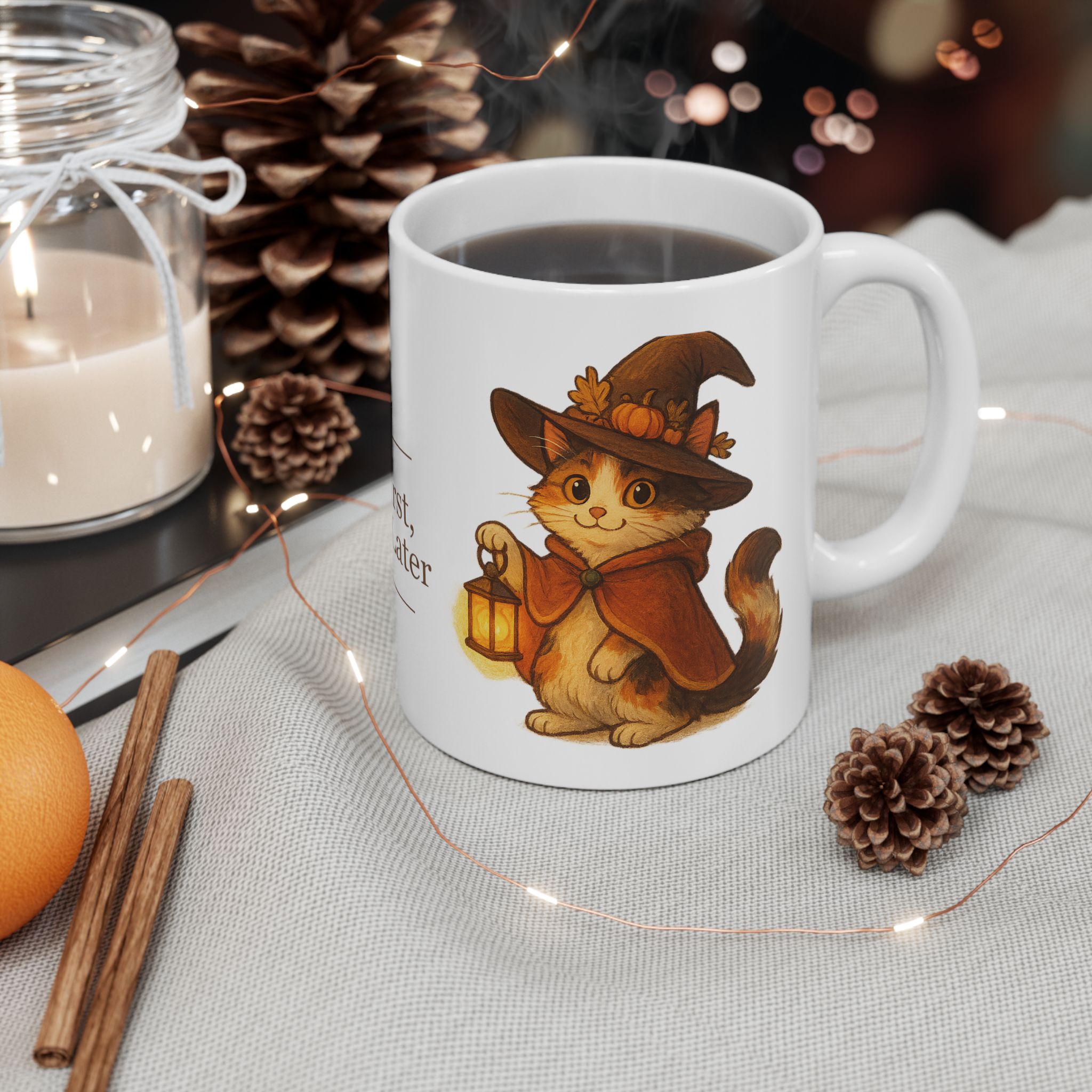 Willow the Harvest Witch Ceramic Mug | Harvest Witch Cat Mug - Image 5