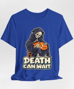 DEATH CAN WAIT Cat & Grim Reaper Graphic T-Shirt - Image 21