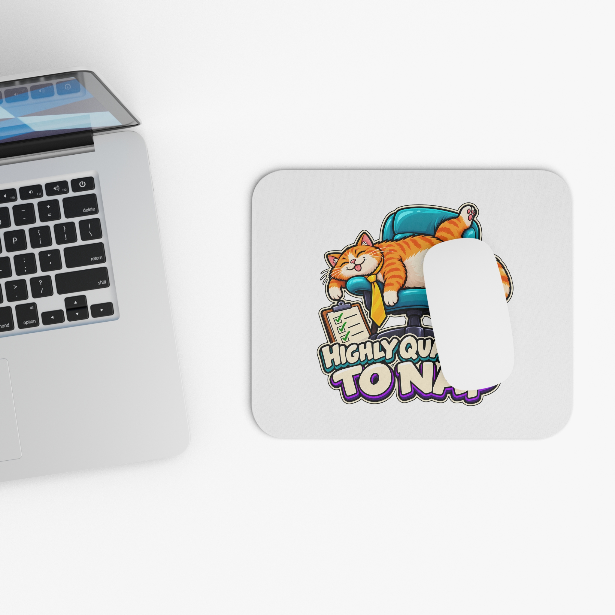 Orange Tabby Cat Mouse Pad | Highly Qualified to Nap - Image 4