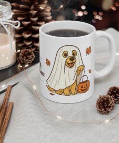 Boo the Bedsheet Ghost Pup Ceramic Mug | Pup Mug - Image 5