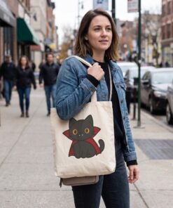 Alternative view of Count Purrcula Cotton Canvas Tote Bag | Count Purrcula Tote