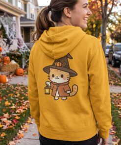 Willow the Harvest Witch Lightweight Pullover Hoodie | Harvest Witch Cat Hoodie - Image 6