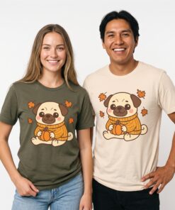Pumpkin Patch Pug Unisex Heavy Cotton T-Shirt | Pug Tee