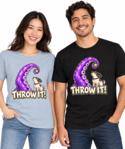 THROW IT! Dog & Tentacle Graphic T-Shirt