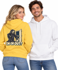 IN OR OUT? Cat & Grim Reaper Graphic Hoodie