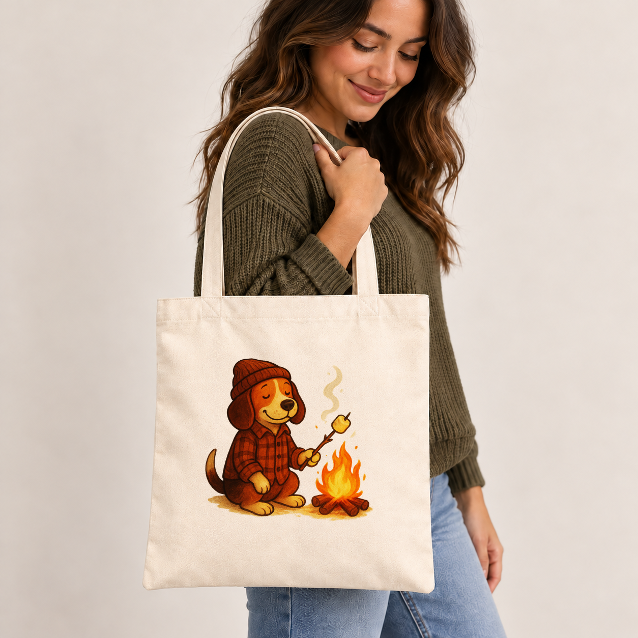 Baxter the Bonfire Beagle Cotton Canvas Tote Bag | Beagle Tote