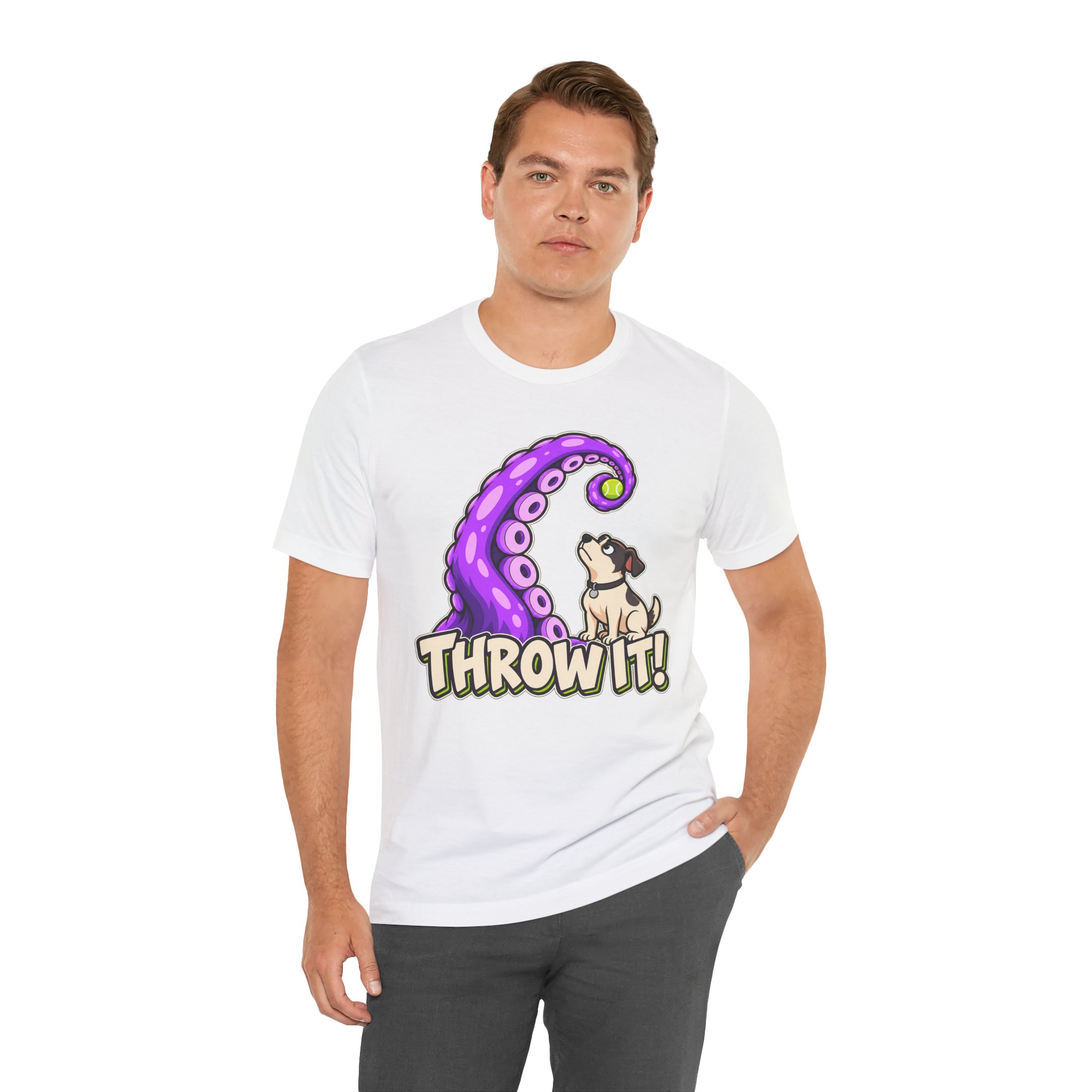 THROW IT! Dog & Tentacle Graphic T-Shirt - Image 8