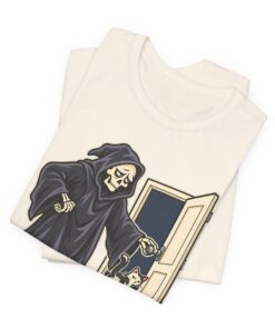 IN OR OUT? Cat & Grim Reaper Graphic T-Shirt - Image 12