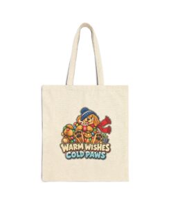 Holiday Golden Retriever Cotton Canvas Tote | Warm Wishes Cold Paws