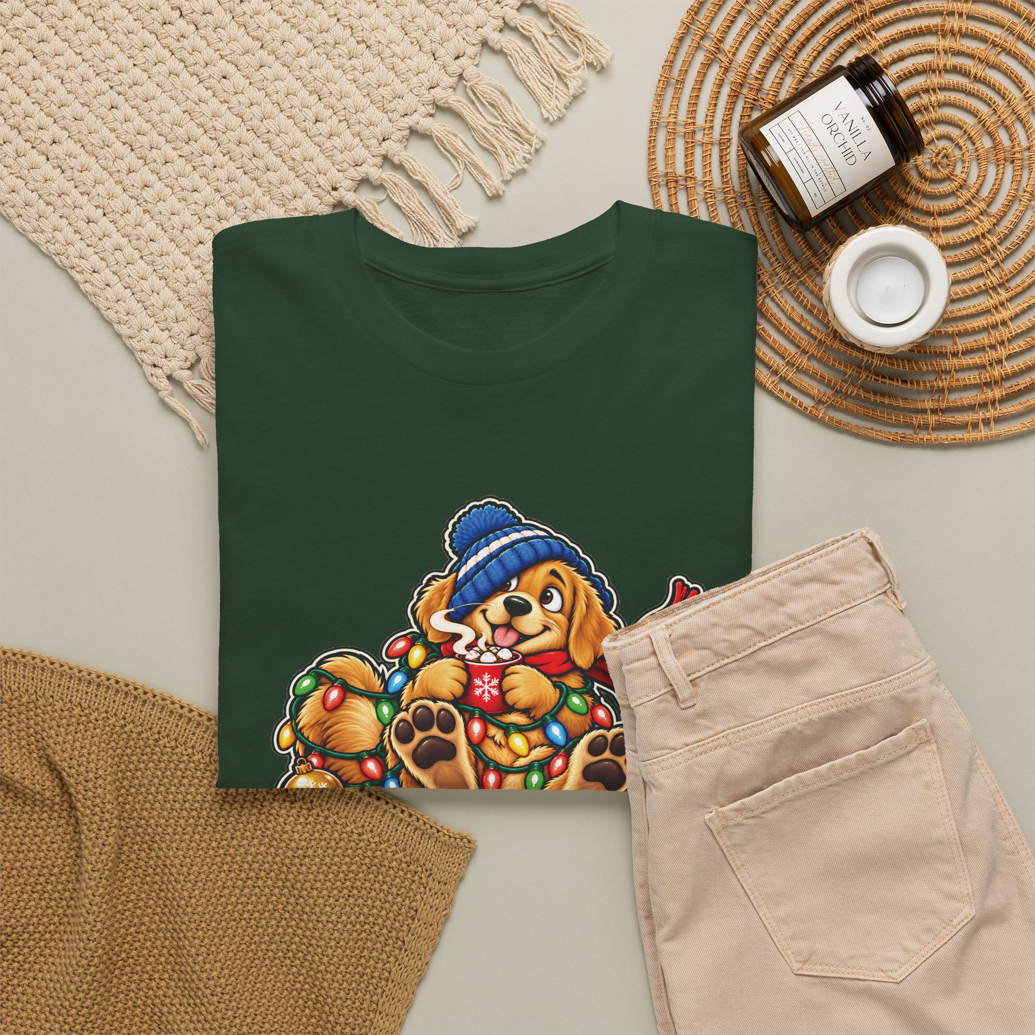 Holiday Golden Retriever T-Shirt | Warm Wishes Cold Paws - Image 25
