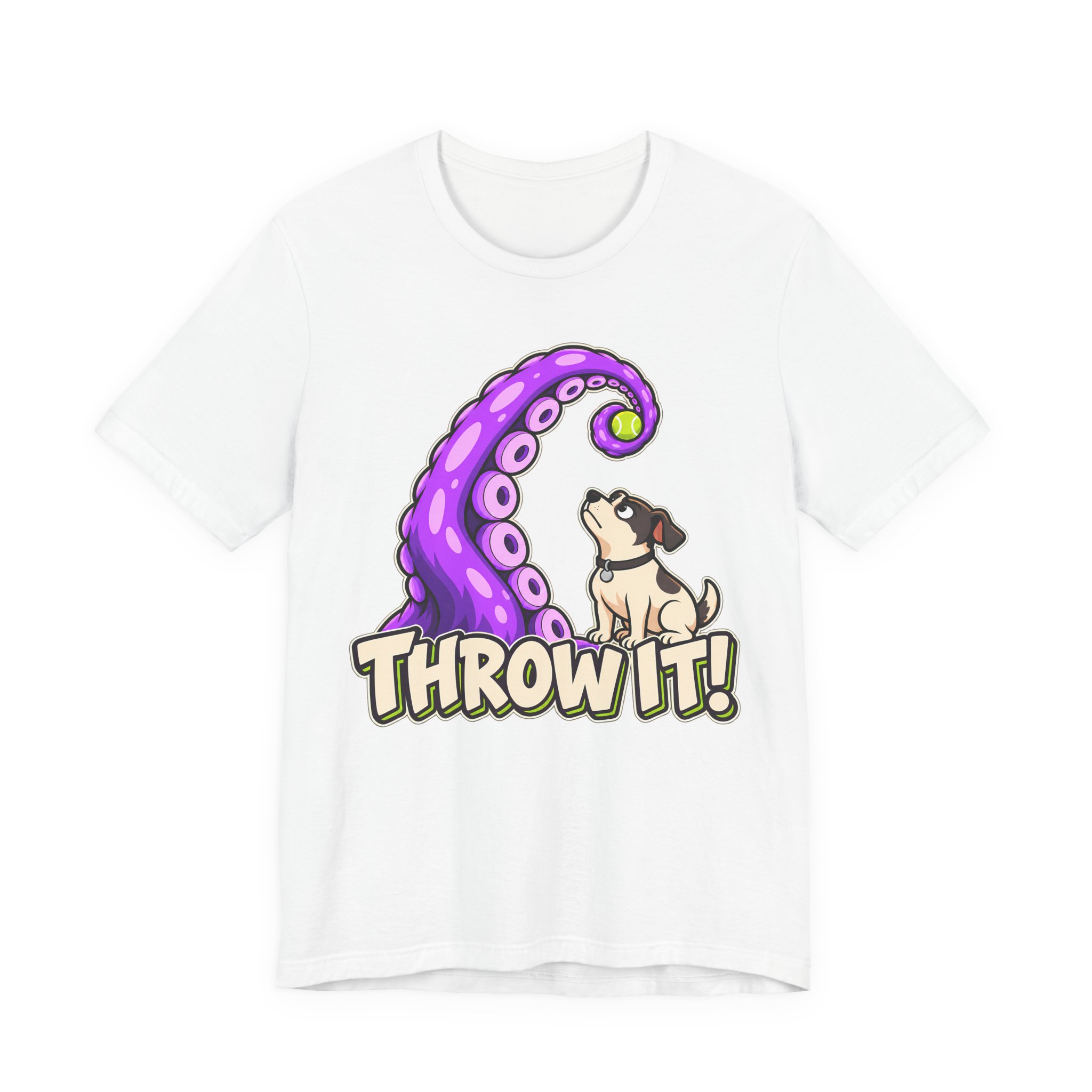THROW IT! Dog & Tentacle Graphic T-Shirt - Image 2