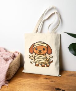Alternative view of Sir Wrapsalot Cotton Canvas Tote Bag | Mummy Dachshund Tote