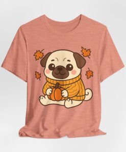 Pumpkin Patch Pug Unisex Heavy Cotton T-Shirt | Pug Tee - Image 5