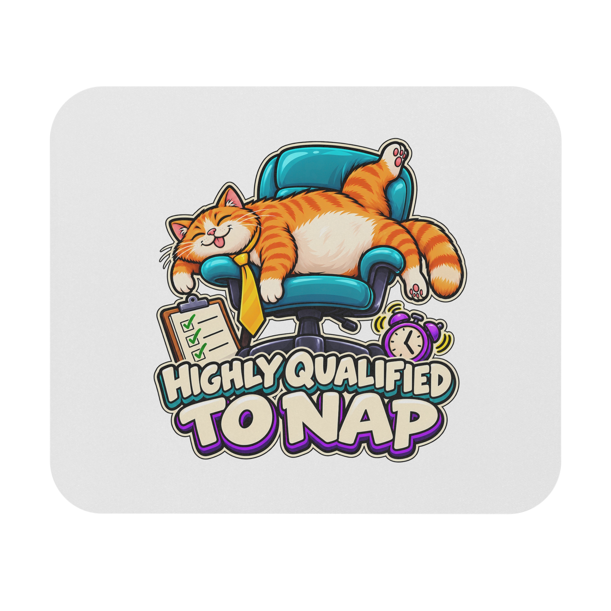 Orange Tabby Cat Mouse Pad | Highly Qualified to Nap