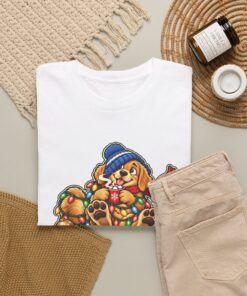 Holiday Golden Retriever T-Shirt | Warm Wishes Cold Paws - Image 5