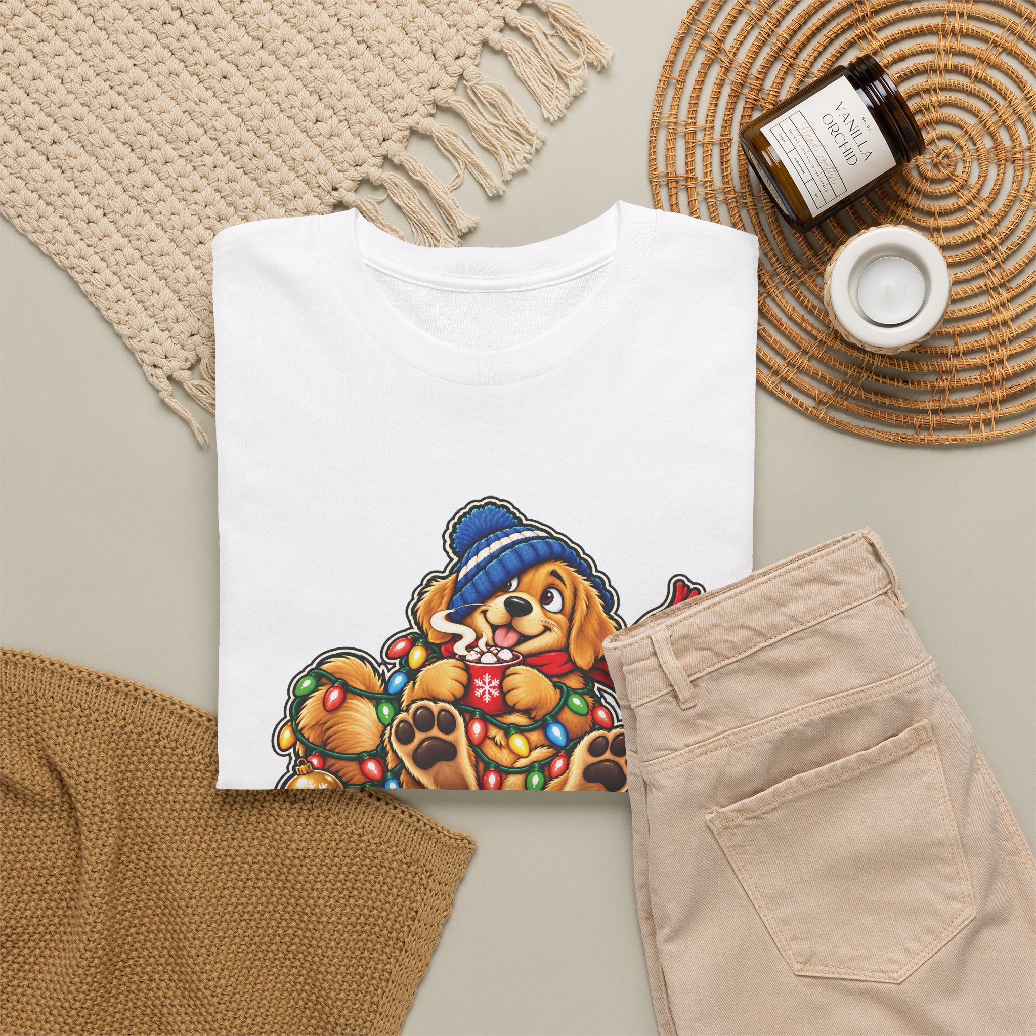 Holiday Golden Retriever T-Shirt | Warm Wishes Cold Paws - Image 5
