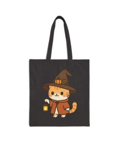 Willow the Harvest Witch Cotton Canvas Tote Bag | Harvest Witch Cat Tote - Image 4