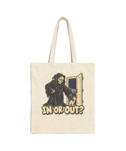 IN OR OUT? Cat & Grim Reaper Graphic Tote Bag