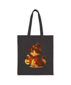 Alternative view of Willow the Harvest Witch Cotton Canvas Tote Bag | Harvest Witch Cat Tote