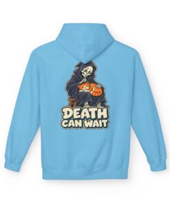 DEATH CAN WAIT Cat & Grim Reaper Graphic Hoodie - Image 15
