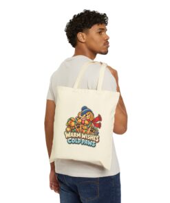 Holiday Golden Retriever Cotton Canvas Tote | Warm Wishes Cold Paws - Image 3