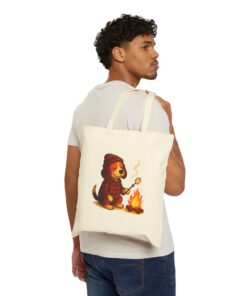 Baxter the Bonfire Beagle Cotton Canvas Tote Bag | Beagle Tote - Image 4