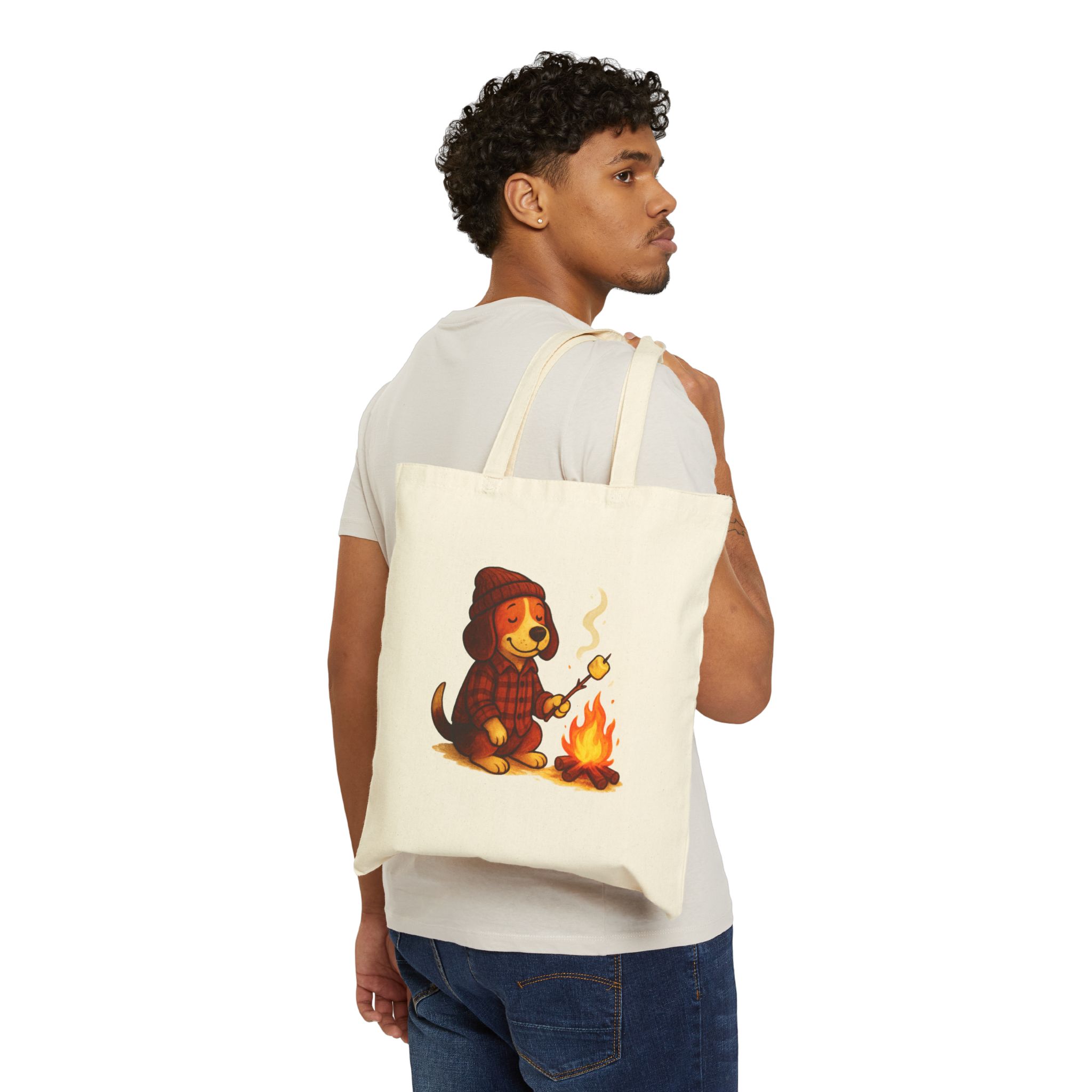 Baxter the Bonfire Beagle Cotton Canvas Tote Bag | Beagle Tote - Image 4