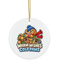 Holiday Golden Retriever Ceramic Ornament | Warm Wishes Cold Paws