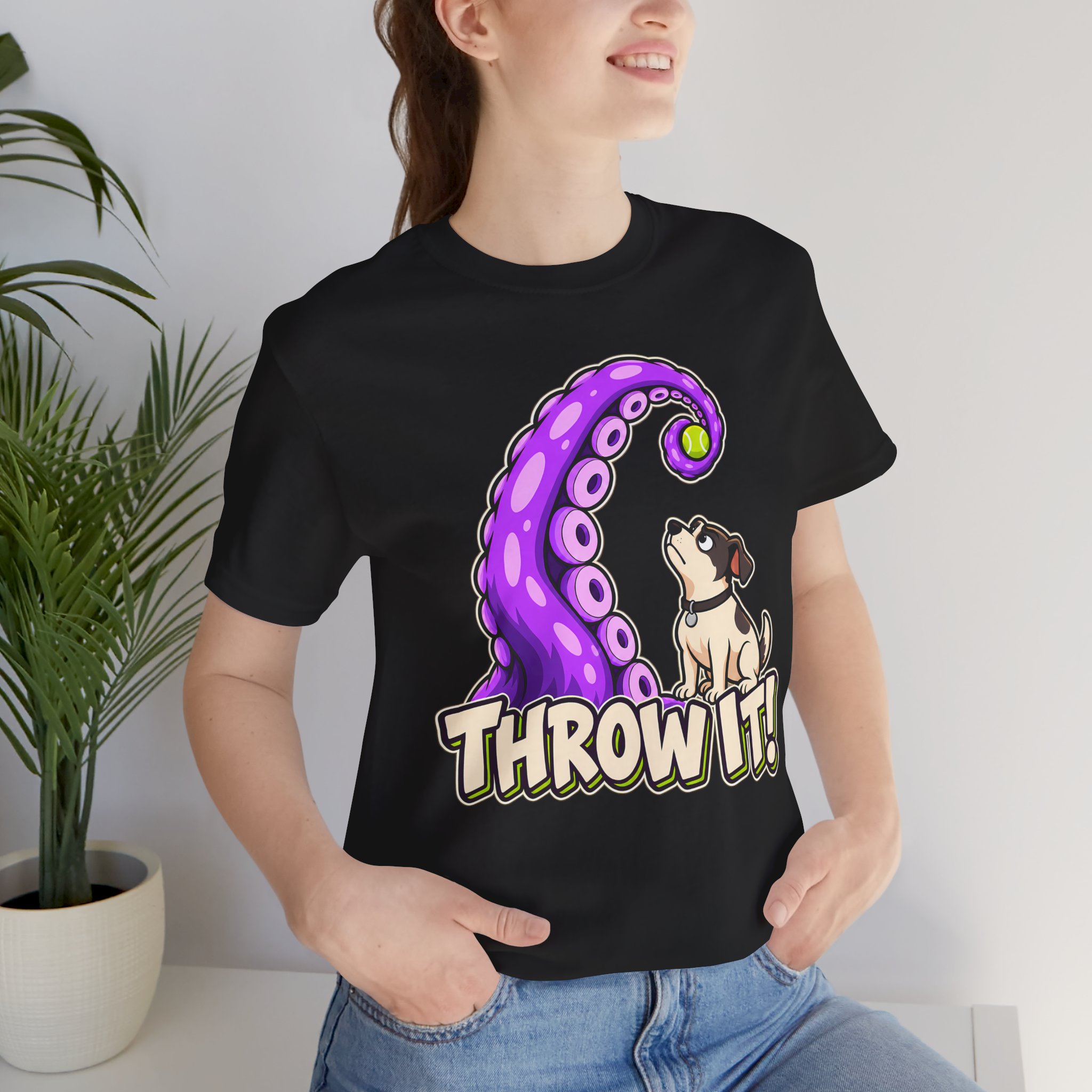 THROW IT! Dog & Tentacle Graphic T-Shirt - Image 13