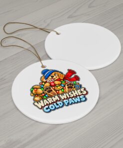 Holiday Golden Retriever Ceramic Ornament | Warm Wishes Cold Paws - Image 2